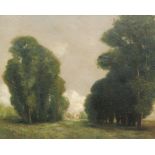 FRENCH SCHOOL (EARLY 20TH CENTURY) - An avenue of trees with distant chateau, oil on canvas,