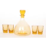 A 1930s Whitefriars M60 glass decanter designed by Barnaby Powell, of tapering form in amber,