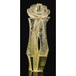 A post war Professor Jan Cerny cast glass sculpture of a stylised stemmed rose in pale yellow,
