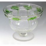 An early 20th Century Stuart & Sons glass bowl of footed ovoid form with flat rim,