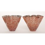 A pair of later 20th Century Kosta Boda glass Carmen glass bowls designed by Ulrica Hydman Vallien,