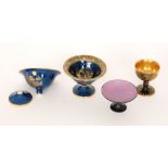 Four pieces of assorted Carlton Ware comprising a 1930s Art Deco goblet decorated in the Sketching