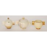 Two 1930s Carlton Ware Art Deco Moderne shape preserve pots and covers,