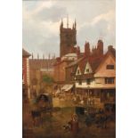 GEORGE PHOENIX (1863-1935) - Market Day, Wolverhampton, oil on canvas, signed, framed,