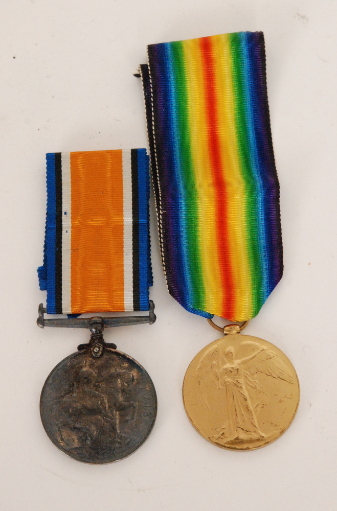 A World War I medal pair awarded to Pte Beards, A.S.