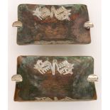 A pair of later 20th Century Peruvian copper and silver ash trays, designed by Graziella Laffi,