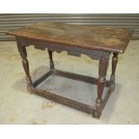 An early 18th Century oak plank rectangular table,