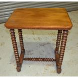 A Victorian mahogany rectangular occasional table with a bobbin turned frame united by an H-form