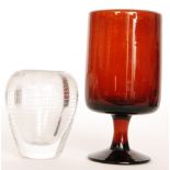 A post war Boda glass vase designed by Erik Hoglund,