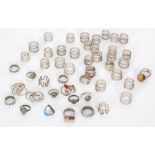 Forty eight assorted hallmarked silver and white metal rings to include stone set, puzzle,