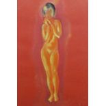 BORIS SMIRNOFF (1903-2007) - A bashful model, pastel drawing, signed, framed,