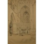 AXEL HERMAN HAIG (1835-1921) - 'The Trascoro of the Cathedral of Palencia', pencil drawing,