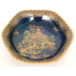 A 1920s Wiltshaw and Robinson Carlton Ware Art Deco hexagonal bowl decorated with a gilt and enamel