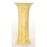 A Ruskin Pottery yellow lustre trumpet vase, impressed marks, dated 1912, height 25.5cm, S/D.