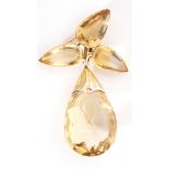 A French 18ct citrine pendant brooch,