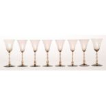 A group of eight 1930s Orrefors Sandvik glasses from the Astrid suite designed by Simon Gate,