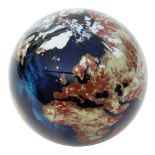 A large later 20th Century Lundberg Studios glass Worldweight paperweight,