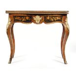 A late 19th to early 20th Century walnut serpentine fronted fold-over card table,