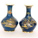 Two 1920s Wiltshaw and Robinson Carlton Ware Art Deco vases of angular globe and shaft form,