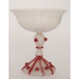 A late 19th to early 20th Century Italian glass pedestal bowl in the manner of Salviati,