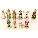 Ten assorted Royal Doulton Bunnykins figures comprising Mystic Bunnykins DB197,