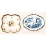 A late 18th Century Caughley lobed dish decorated in the blue and white Fisherman pattern,