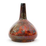 A 1920s Pilkingtons Royal Lancastrian shape 2890 mallet vase decorated in ruby lustre by Richard