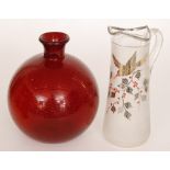 A 1930s Czech glass water jug of tapering form,