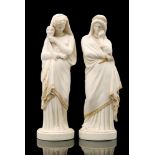 A pair of 19th Century Parian figures modelled as Comedy and Tragedy,