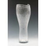 A post war Iittala glass Varsanjalka or Foal's Foot style vase designed by Tapio Wirkkala,