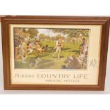 A Players 'Country Life' smokers mixture advertising sign with a cricketing scene after Ernest