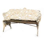 A 19th Century cast iron garden bench of fern design in the Coalbrookdale style,