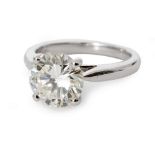 An 18ct white gold solitaire diamond ring, round brilliant cut diamond weighing approximately 2.