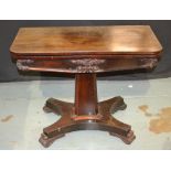 A William IV rosewood card table,