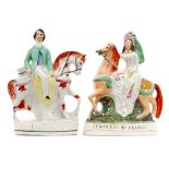 A pair of 19th Century Staffordshire equestrian flatback figures comprising Louis Napoleon and the