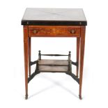 A late Victorian marquetry inlaid rosewood envelope card table,