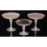 A pair of late 19th Century Molineaux Webb & Co glass tazzas,