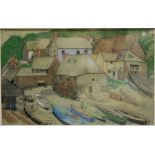 BERNARD SLEIGH, RBSA (1872-1954) - 'Cadgwith Cove,Cornwall', pastel drawing, framed,