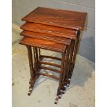 A quartetto nest of four mahogany line inlaid occasional tables,