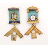 Two hallmarked silver gilt and enamelled decorated Masonic Jewels Excelsior Engineers Lodge No 4248
