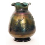 A Thomas Webb & Sons Bronze Ware vase of footed ovoid form with a quatrelobed rim,