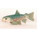 A contemporary studio pottery Bowbrook Pottery wall hanging of a fish by Colin Andrews decorated in