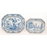 Two 19th Century Chinese export blue and white meat plates,