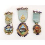 Three hallmarked silver enamelled Masonic Jewels, Orpington Lodge No 5156,