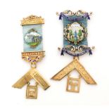 A hallmarked silver gilt and enamelled Masonic Jewel Golden Square Lodge No 2957,