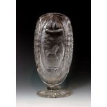 A 1930s Thomas Webb & Son clear crystal glass vase engraved by H.J.