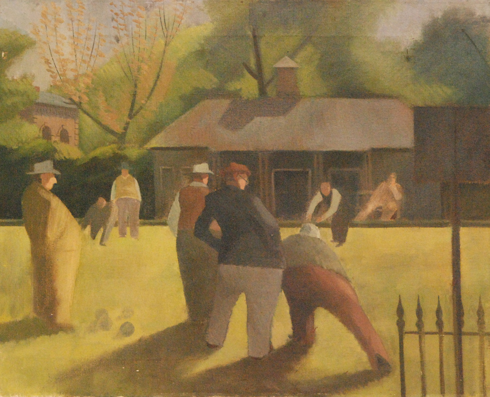 MERVYN GEORGE EDWARD BOYSON, ARCA (1921-2010) - The bowling match, oil on canvas, unframed,