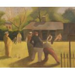 MERVYN GEORGE EDWARD BOYSON, ARCA (1921-2010) - The bowling match, oil on canvas, unframed,