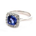 An 18ct tanzanite and diamond ring,