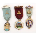 Two hallmarked silver Founders Jewels Vis Unita Lodge No 5041,